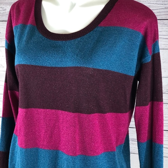 Kensie Womens Size L Melange Striped Knit Sweater - Picture 3 of 8